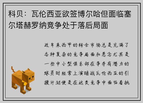 科贝：瓦伦西亚欲签博尔哈但面临塞尔塔赫罗纳竞争处于落后局面
